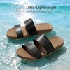 image:imageDREAM PAIRS Womens Open Toe Slides Sandals Comfortable Arch Support Footbed Two Strap Slipon Fashion Casual Beach Vacation Lightweight Flat Sandals Summer for WomenBlack