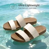 image:imageDREAM PAIRS Womens Open Toe Slides Sandals Comfortable Arch Support Footbed Two Strap Slipon Fashion Casual Beach Vacation Lightweight Flat Sandals Summer for WomenBeige