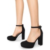 image:imageDREAM PAIRS Womens Platform Chunky High Heels Closed Toe Block Ankle Strap Dress Bridal Party Wedding ShoesBlacknubuck