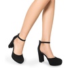 image:imageDREAM PAIRS Womens Platform Chunky High Heels Closed Toe Block Ankle Strap Dress Bridal Party Wedding ShoesBlacknubuck