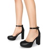 image:imageDREAM PAIRS Womens Platform Chunky High Heels Closed Toe Block Ankle Strap Dress Bridal Party Wedding ShoesBlackpu