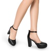 image:imageDREAM PAIRS Womens Platform Chunky High Heels Closed Toe Block Ankle Strap Dress Bridal Party Wedding ShoesBlackpu