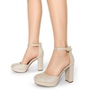 image:imageDREAM PAIRS Womens Platform Chunky High Heels Closed Toe Block Ankle Strap Dress Bridal Party Wedding ShoesGold