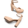 image:imageDREAM PAIRS Womens Platform Chunky High Heels Closed Toe Block Ankle Strap Dress Bridal Party Wedding ShoesNude