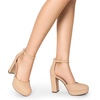image:imageDREAM PAIRS Womens Platform Chunky High Heels Closed Toe Block Ankle Strap Dress Bridal Party Wedding ShoesNude