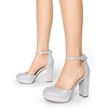 image:imageDREAM PAIRS Womens Platform Chunky High Heels Closed Toe Block Ankle Strap Dress Bridal Party Wedding ShoesSilver