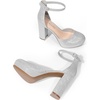 image:imageDREAM PAIRS Womens Platform Chunky High Heels Closed Toe Block Ankle Strap Dress Bridal Party Wedding ShoesSilver