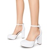 image:imageDREAM PAIRS Womens Platform Chunky High Heels Closed Toe Block Ankle Strap Dress Bridal Party Wedding ShoesWhite