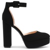image:imageDREAM PAIRS Womens Platform High Chunky Heels Closed Toe Block Ankle Strap Dress Buckle Round Toe Wedding Party Comfortable Pumps ShoesBlacknubuck