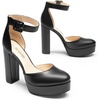image:imageDREAM PAIRS Womens Platform High Chunky Heels Closed Toe Block Ankle Strap Dress Buckle Round Toe Wedding Party Comfortable Pumps ShoesBlackpu