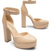 image:imageDREAM PAIRS Womens Platform High Chunky Heels Closed Toe Block Ankle Strap Dress Buckle Round Toe Wedding Party Comfortable Pumps ShoesNudepu