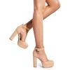 image:imageDREAM PAIRS Womens Platform High Chunky Heels Closed Toe Block Ankle Strap Dress Buckle Round Toe Wedding Party Comfortable Pumps ShoesNudepu