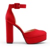 image:imageDREAM PAIRS Womens Platform High Chunky Heels Closed Toe Block Ankle Strap Dress Buckle Round Toe Wedding Party Comfortable Pumps ShoesRedsuede