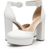 image:imageDREAM PAIRS Womens Platform High Chunky Heels Closed Toe Block Ankle Strap Dress Buckle Round Toe Wedding Party Comfortable Pumps ShoesWhitepu