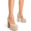 image:imageDREAM PAIRS Womens Platform High Heels Closed Toe Chunky Block Pumps Square Toe Ankle Strap Dress Fashion Party Y2K ShoesNudepu