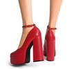 image:imageDREAM PAIRS Womens Platform High Heels Closed Toe Chunky Block Pumps Square Toe Ankle Strap Dress Fashion Party Y2K ShoesRedpu