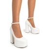 image:imageDREAM PAIRS Womens Platform High Heels Closed Toe Chunky Block Pumps Square Toe Ankle Strap Dress Fashion Party Y2K ShoesWhitepu