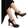 image:imageDREAM PAIRS Womens Pumps Close Toe Classic High Heels Round Toe Comfortable Low Platform Mary Jane Dress ShoesBlack