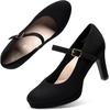 image:imageDREAM PAIRS Womens Pumps Close Toe Classic High Heels Round Toe Comfortable Low Platform Mary Jane Dress ShoesBlacksuede