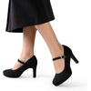 image:imageDREAM PAIRS Womens Pumps Close Toe Classic High Heels Round Toe Comfortable Low Platform Mary Jane Dress ShoesBlacksuede