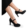 image:imageDREAM PAIRS Womens Pumps Close Toe Classic High Heels Round Toe Comfortable Low Platform Mary Jane Dress ShoesBlacksuede