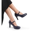 image:imageDREAM PAIRS Womens Pumps Close Toe Classic High Heels Round Toe Comfortable Low Platform Mary Jane Dress ShoesNavy