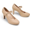 image:imageDREAM PAIRS Womens Pumps Close Toe Classic High Heels Round Toe Comfortable Low Platform Mary Jane Dress ShoesNude