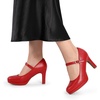 image:imageDREAM PAIRS Womens Pumps Close Toe Classic High Heels Round Toe Comfortable Low Platform Mary Jane Dress ShoesRedpu