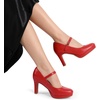 image:imageDREAM PAIRS Womens Pumps Close Toe Classic High Heels Round Toe Comfortable Low Platform Mary Jane Dress ShoesRedpu