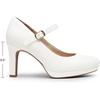 image:imageDREAM PAIRS Womens Pumps Close Toe Classic High Heels Round Toe Comfortable Low Platform Mary Jane Dress ShoesWhite