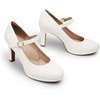 image:imageDREAM PAIRS Womens Pumps Close Toe Classic High Heels Round Toe Comfortable Low Platform Mary Jane Dress ShoesWhite