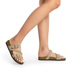 image:imageDREAM PAIRS Womens Slides Soft Cork Footbed Sandals Comfortable Walking Slipon Flat Sandals Arch Support Adjustable Buckle Braided Straps SlippersBeige