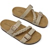 image:imageDREAM PAIRS Womens Slides Soft Cork Footbed Sandals Comfortable Walking Slipon Flat Sandals Arch Support Adjustable Buckle Braided Straps SlippersBeige