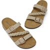 image:imageDREAM PAIRS Womens Slides Soft Cork Footbed Sandals Comfortable Walking Slipon Flat Sandals Arch Support Adjustable Buckle Braided Straps SlippersBeige