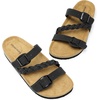 image:imageDREAM PAIRS Womens Slides Soft Cork Footbed Sandals Comfortable Walking Slipon Flat Sandals Arch Support Adjustable Buckle Braided Straps SlippersBlack