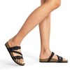 image:imageDREAM PAIRS Womens Slides Soft Cork Footbed Sandals Comfortable Walking Slipon Flat Sandals Arch Support Adjustable Buckle Braided Straps SlippersBlack