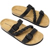 image:imageDREAM PAIRS Womens Slides Soft Cork Footbed Sandals Comfortable Walking Slipon Flat Sandals Arch Support Adjustable Buckle Braided Straps SlippersBlack