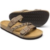 image:imageDREAM PAIRS Womens Slides Soft Cork Footbed Sandals Comfortable Walking Slipon Flat Sandals Arch Support Adjustable Buckle Braided Straps SlippersBrown