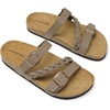 image:imageDREAM PAIRS Womens Slides Soft Cork Footbed Sandals Comfortable Walking Slipon Flat Sandals Arch Support Adjustable Buckle Braided Straps SlippersBrown