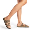 image:imageDREAM PAIRS Womens Slides Soft Cork Footbed Sandals Comfortable Walking Slipon Flat Sandals Arch Support Adjustable Buckle Braided Straps SlippersBrown