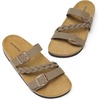 image:imageDREAM PAIRS Womens Slides Soft Cork Footbed Sandals Comfortable Walking Slipon Flat Sandals Arch Support Adjustable Buckle Braided Straps SlippersBrown