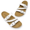 image:imageDREAM PAIRS Womens Slides Soft Cork Footbed Sandals Comfortable Walking Slipon Flat Sandals Arch Support Adjustable Buckle Braided Straps SlippersWhite