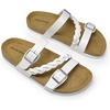 image:imageDREAM PAIRS Womens Slides Soft Cork Footbed Sandals Comfortable Walking Slipon Flat Sandals Arch Support Adjustable Buckle Braided Straps SlippersWhite