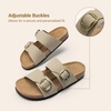 image:imageDREAM PAIRS Womens Slides Soft Genuine Footbed Sandals Comfortable Adjustable Double Buckle Slipon Flat Sandals with Arch Support Frame Dual Slippers for Summer 2026Taupe