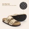 image:imageDREAM PAIRS Womens Slides Soft Genuine Footbed Sandals Comfortable Adjustable Double Buckle Slipon Flat Sandals with Arch Support Frame Dual Slippers for Summer 2026Gold