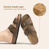 image:imageDREAM PAIRS Womens Slides Soft Genuine Footbed Sandals Comfortable Adjustable Double Buckle Slipon Flat Sandals with Arch Support Frame Dual Slippers for Summer 2026Brown