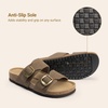 image:imageDREAM PAIRS Womens Slides Soft Genuine Footbed Sandals Comfortable Adjustable Double Buckle Slipon Flat Sandals with Arch Support Frame Dual Slippers for Summer 2026Brown