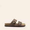 image:imageDREAM PAIRS Womens Slides Soft Genuine Footbed Sandals Comfortable Adjustable Double Buckle Slipon Flat Sandals with Arch Support Frame Dual Slippers for Summer 2026Brown