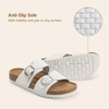 image:imageDREAM PAIRS Womens Slides Soft Genuine Footbed Sandals Comfortable Adjustable Double Buckle Slipon Flat Sandals with Arch Support Frame Dual Slippers for Summer 2026White