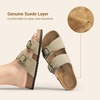 image:imageDREAM PAIRS Womens Slides Soft Genuine Footbed Sandals Comfortable Adjustable Double Buckle Slipon Flat Sandals with Arch Support Frame Dual Slippers for Summer 2026Taupe